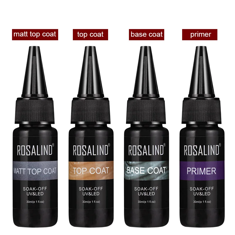 

ROSALIND Gel Nail Polish 30ML Matt Top Coat Semi Permanent UV LED Top Base Coat Nail For Manicure Primer Gel Nail Polish Varnish