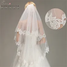 Veu de Noiva Двухслойная Кружевная Короткая Фата С Мягким Кисеею И Расческой Свадебная Фата Пальца Вуаль Свадебные Аксессуары
