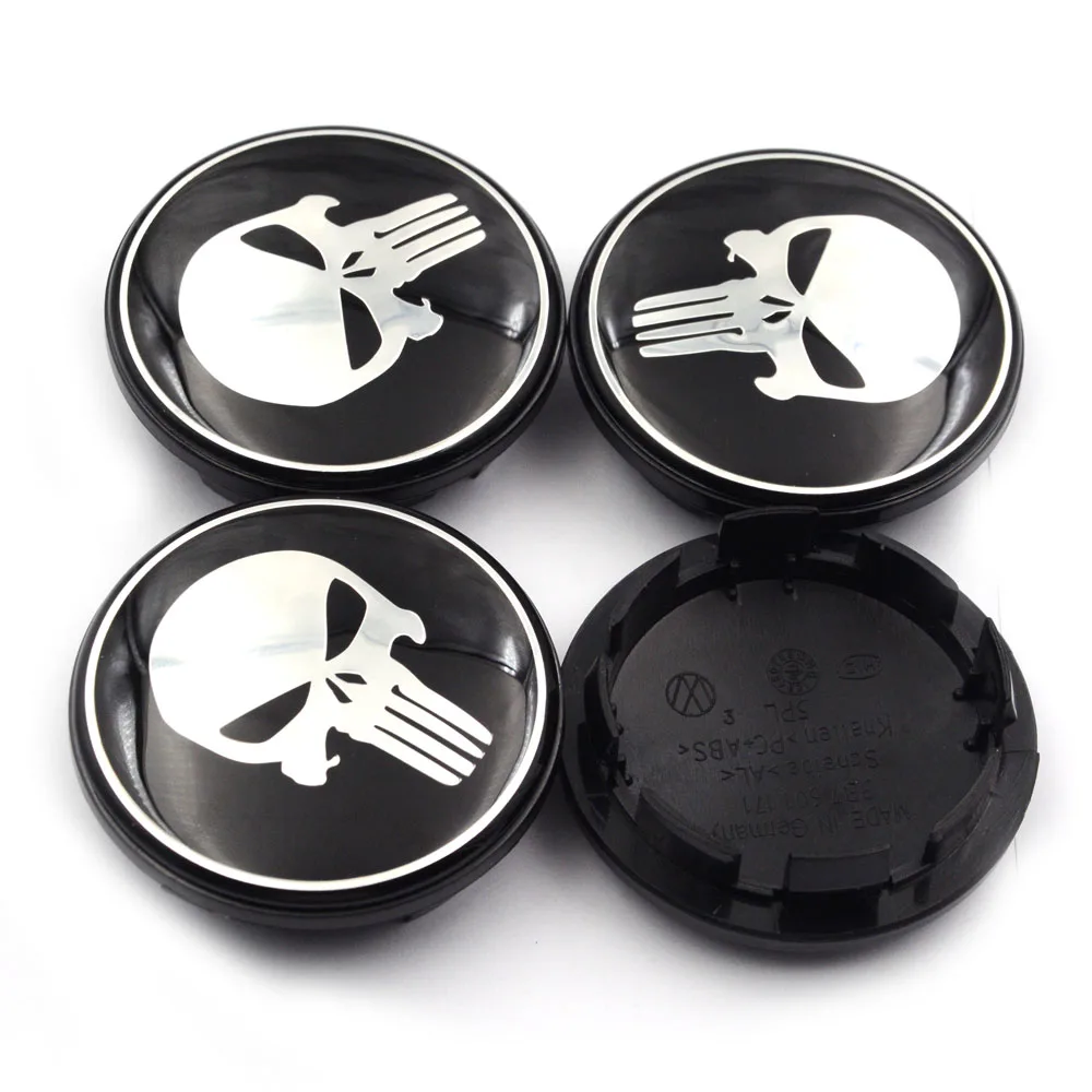 

Gzhengtong 4pcs/lot 65mm Punisher Emblem Wheel Center Caps Hub Cover For Rims Fit For VW GOLF PASSAT JETTA Part#3B7 601 171