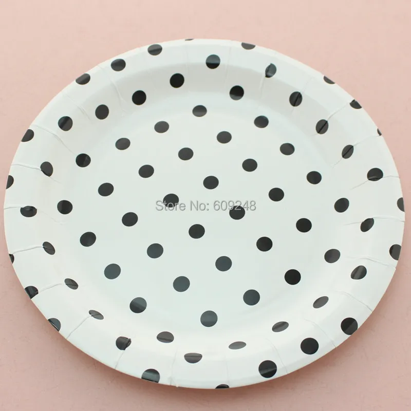 24pcs 9 black polka dot round paper plateseco friendly halloween graduation holiday party - Decorative Paper Plates 24pcs 9 black polka dot round paper plateseco friendly halloween graduation holiday party - Decorative Paper Plates