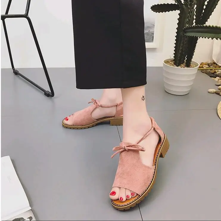 

CPI Brand 2018 New Thick with Sandals Female Summer Fish Mouth Buckle Roman Shoes Solid Color Low-heeled Women Sandals EE-109