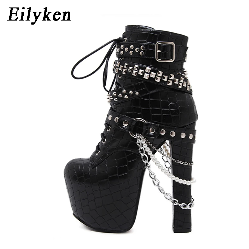 black ankle booties with chains