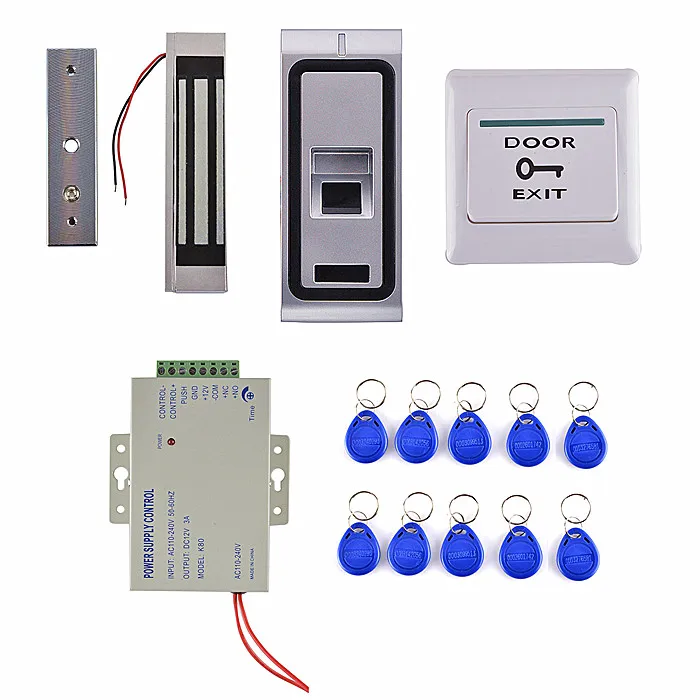 

Power Supply +Fingerprint Access Control System With 125KHZ ID Card Reader +300 LBS Magnetic Lock