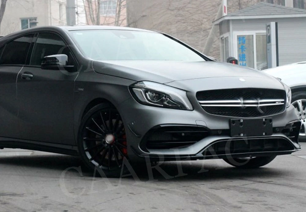 Для W176 передний спойлер для губ, разветвители Canards для Benz A Class A200 A250 A45 AMG-, 8 шт., литье, отделка бампера