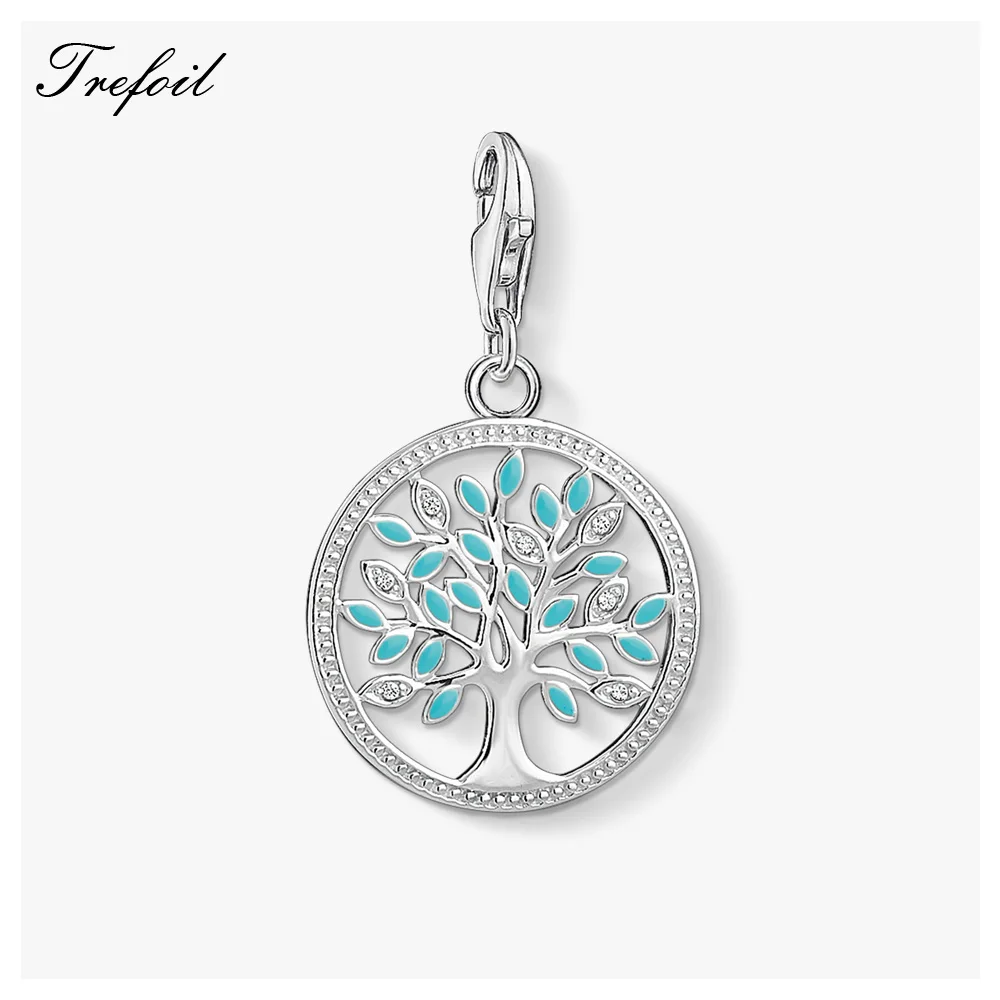 

Blue Tree Charms Pendant,2019 Thomas Style Jewelry 925 Sterling Silver TS Romantic Gift For Women Girls Fit Bracelet Necklace