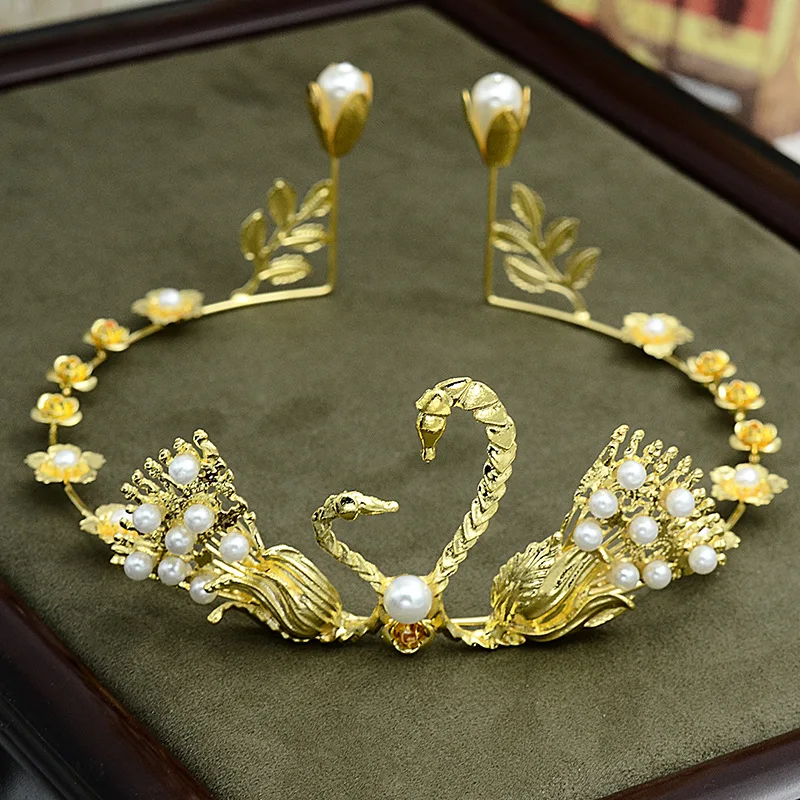 

Swan Gold Sliver Phoenix Bridal Wedding Crown Tiaras Birthday Wedding Junior Headbands Bride's Headpieces Cake Crown Decoration