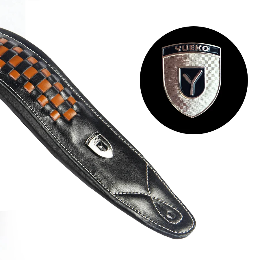 YUEKO Cowhide Leather Guitar Strap  Handmade knit High Quality Strap For Acoustic Electric Bass Guitar Strap guitar accessories