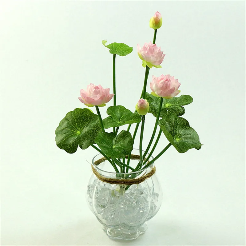 46cm Simulation small lotus flowers fake PU water lily DIY home wedding garden table home decor plant flores artificiales gift