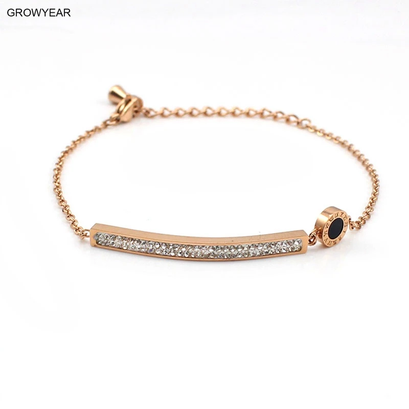 Crystals Steel Charm Chain Bracelet