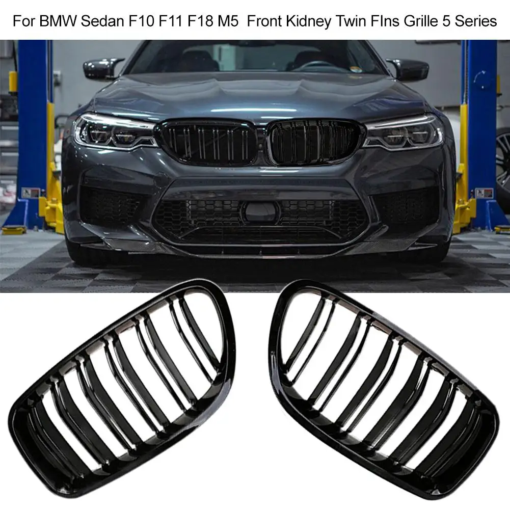 Best Gloss Black Front Kidney Twin Fins Grille Auto Accessories For BMW Sedan F10 F11 F18 M5 2010 2016