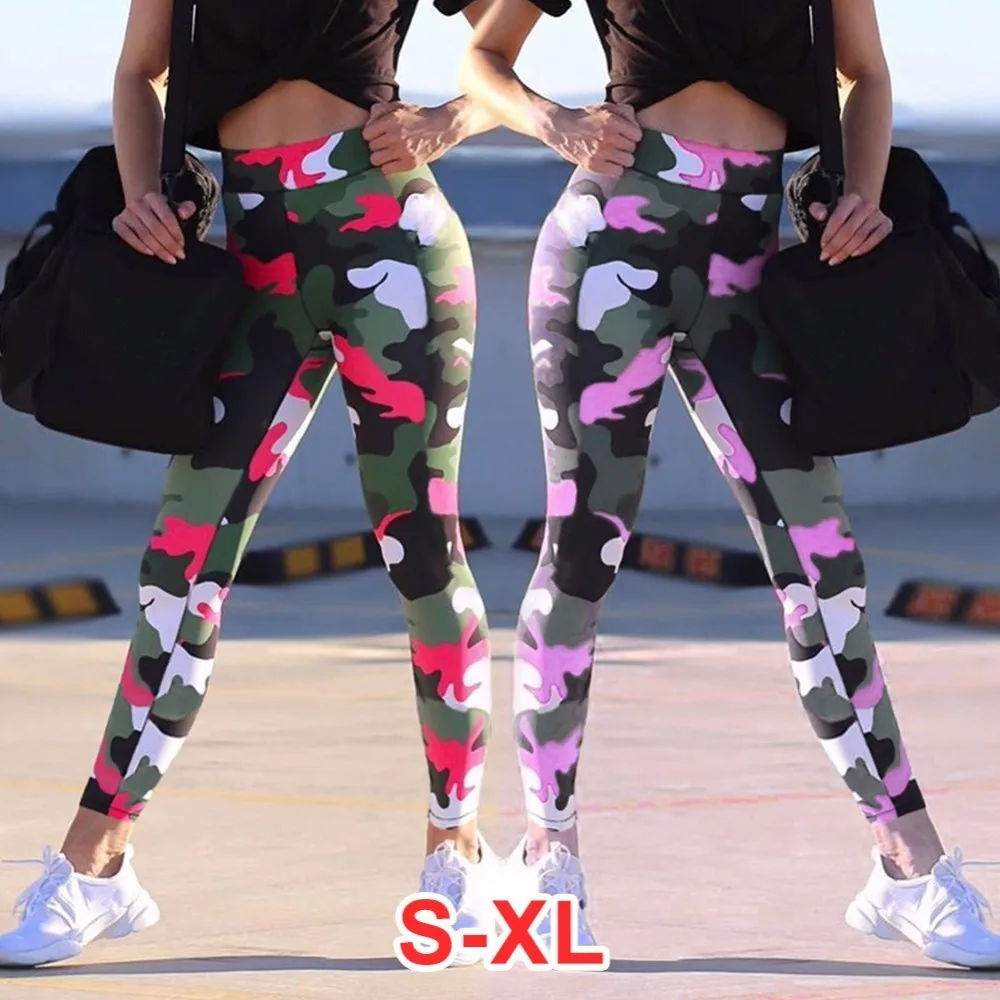 Buy 2018 Sexy Camo Print Stretched Camouflage Leggings Women Camouflage Yoga