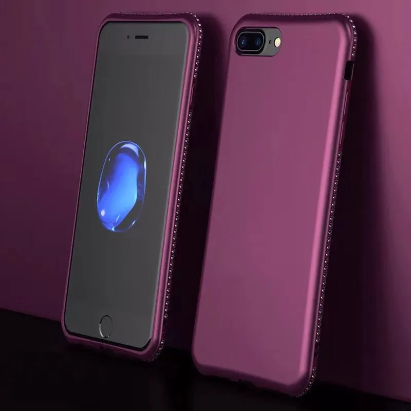 

Rhinestone Silicone Case For Samsung Galaxy S8 S9 Plus S7 Edge Note 8 Cases Glitter Matte Luxury Diamond Cover For iPhone X Case