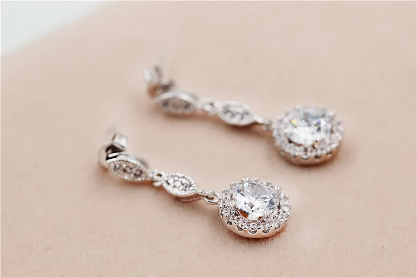 USA STOCK Uloveido Silver Color Bridal Jewelry Sets White Crystal Necklace and Earrings Indian Jewelry Set Wedding Gifts Y118 11 IMG_7890