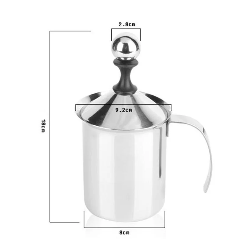 

Hot Double Mesh Milk Frother Stainless Steel Milk Foamer Hand Pump for Cappuccino 400cc/800cc XJS789