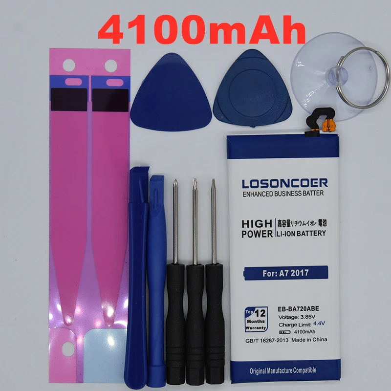 

100% Original LOSONCOER 4100mAh EB-BA720ABE Battery for Samsung Galaxy A7 2017 / SM-J730F J7 Pro / J7 2017 SM-A720 A720F A720S