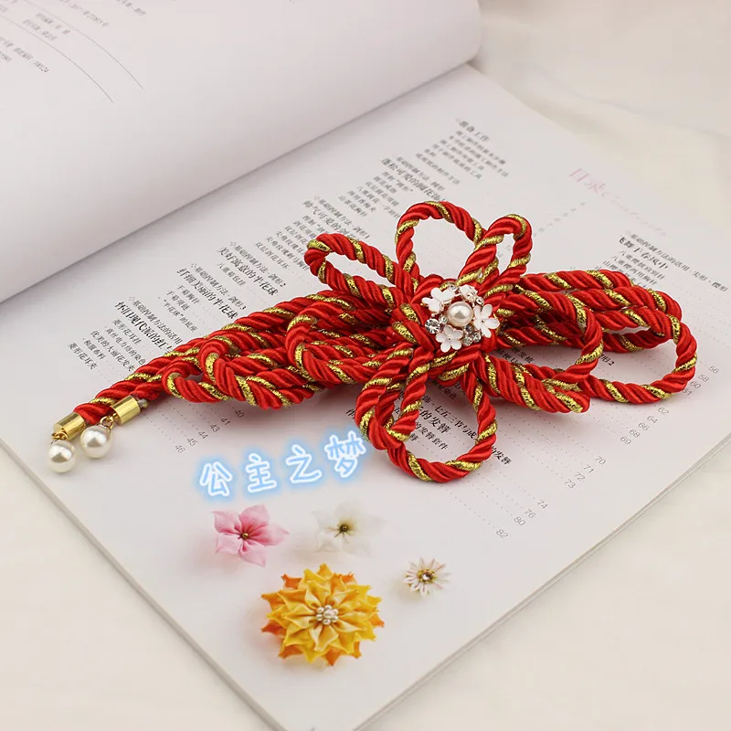 

Obijime Obi Belt Traditional Japanese Style Kimono Yukata Beading Crystal Red Pink Red White Flower Waistband Accessories HW014