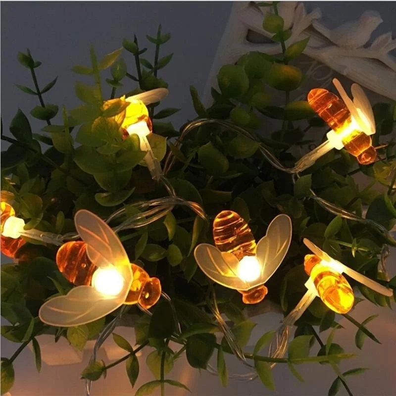 2M10LED Cute Honey Bee Led String Fairy Light Outdoor Garden Fence Patio Garland Lights Decor 2M10LED Cute Honey Bee Led String Fairy Light Outdoor Garden Fence Patio Garland Lights Decor