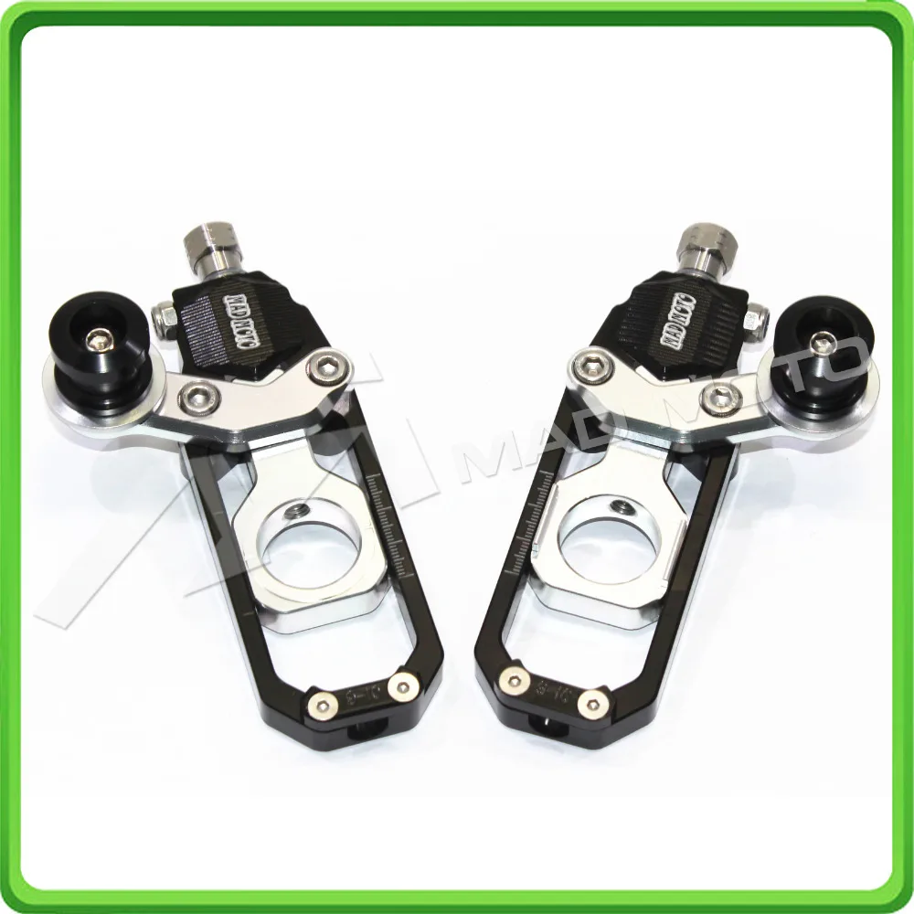Motorcycle Chain Tensioner Adjuster with bobbins fit for HONDA CBR 600 RR CBR600RR 2005 2006 2007 2008 2009 2010 Black & Silver (2)