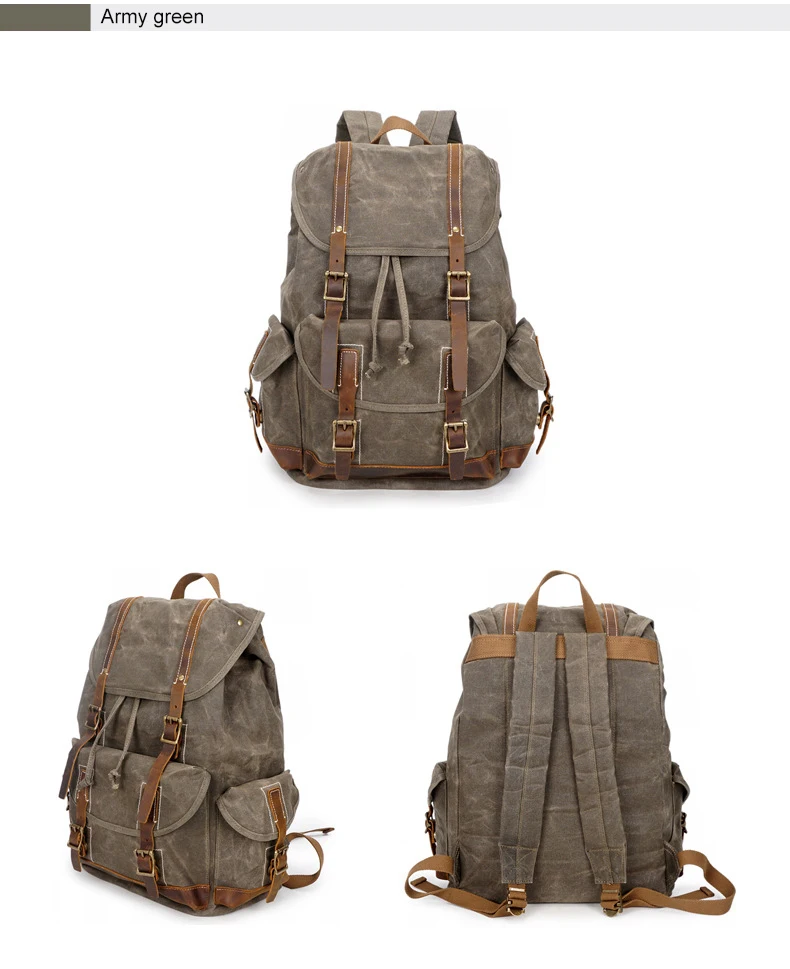 XMJY Men\&amp;amp;amp;amp;amp;amp;amp;amp;amp;amp;amp;amp;amp;amp;amp;amp;amp;#39;s Backpacks Canvas Leather Vintage Travel Bags Waterproof Large Capacity Laptop Backpack Men Women Unisex Rucksacks (15)
