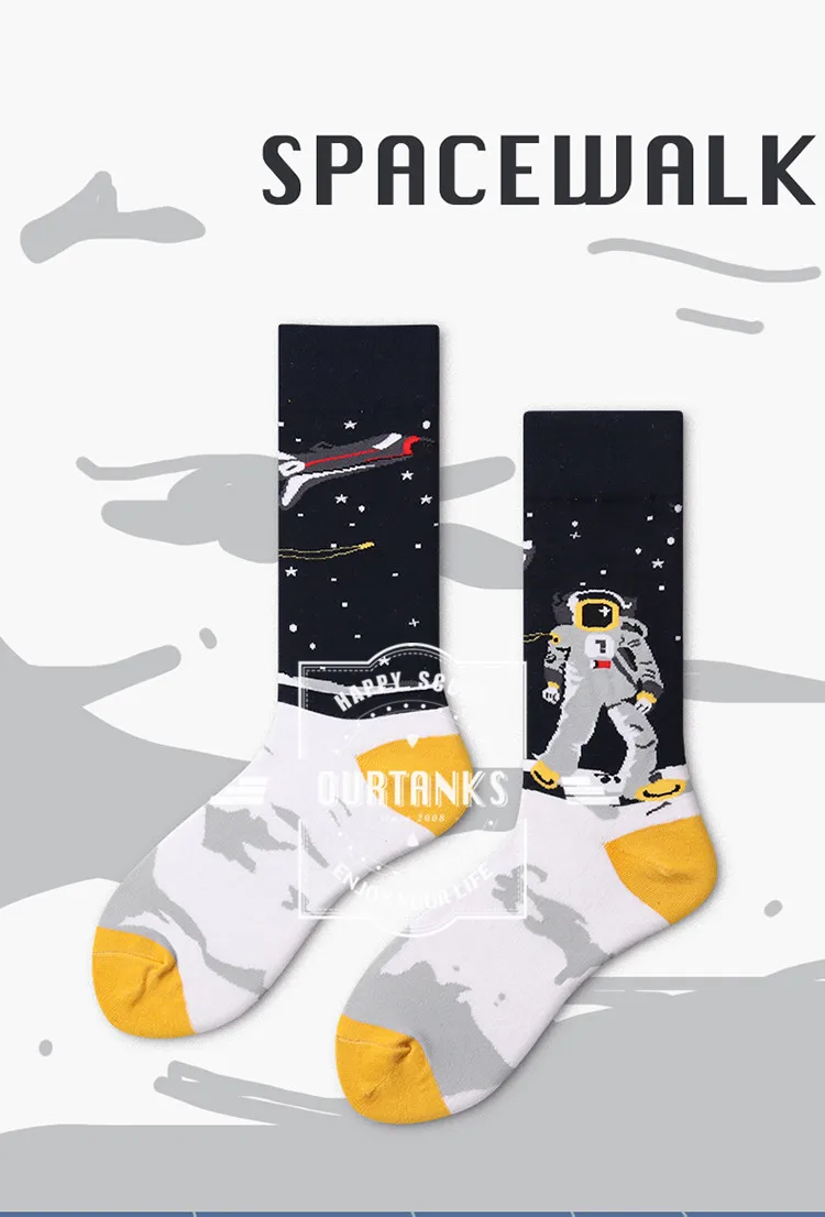 Все свои творческие возможности ракета, космонавт Mars носки с мультяшным рисунком узор Для мужчин носки Красивые забавные Женские носочки из хлопка Повседневное счастливые носки оптом