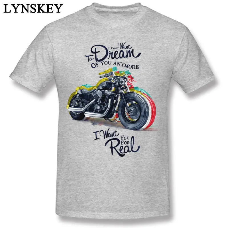 Men's Tops T Shirt Newest Normal T Shirts 100% Cotton O Neck Short Sleeve Unique Motorcycledream Tee-Shirt Top Quality gray