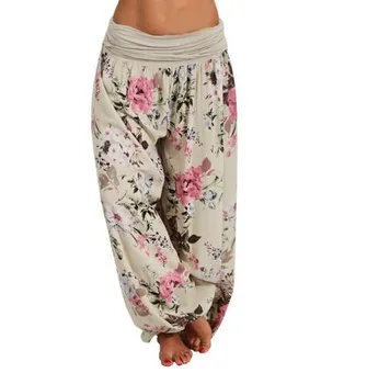 

8 Colors 2019 Summer Women Vintage Plus Size Dance Pants Casual Wide Leg Pants Loose Boho Floral Printed Pants 5XL