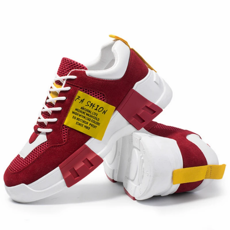 

2019 Spring Autumn Breathable Student Men's Sports Sneakers Tide Mesh Basketball Shoes Increased Stability Thread Athletic Shoes