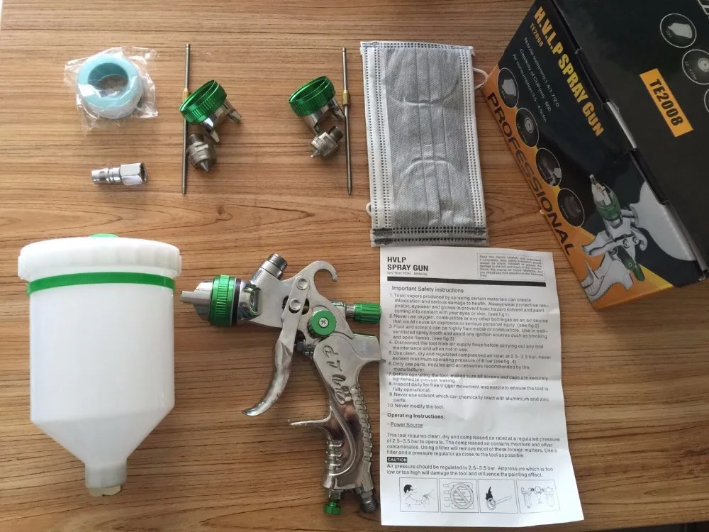  HVLP 2008 paint spray gun set gravity feed 1.4mm 1.7mm 2.0mm DIY auto Car face Paint spray gun