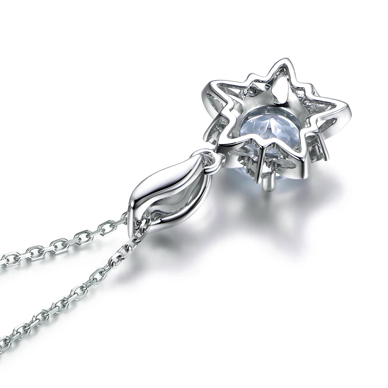 AINUOSHI 0.8ct круглый вырез Небесно-Голубой Натуральный топаз кулон ожерелье Счастливая звезда 925 пробы Серебряная цепочка для женщин ювелирные украшения подарок