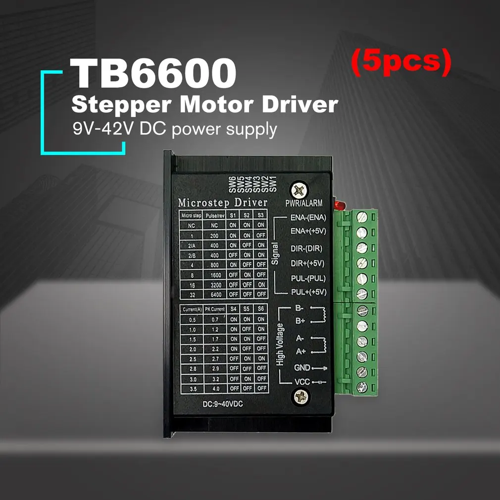 5 шт. TB6600 4.0A Драйвер шагового двигателя 42/57/86 32 сегментов обновленная версия 42VDC
