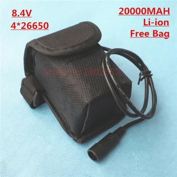 

8.4V 20000MAH Lithium ion li-ion 26650*4 Rechargeable Batteries DC 5.5*2.1/2.5 for Flashlights Power Source Free Bag & Charger