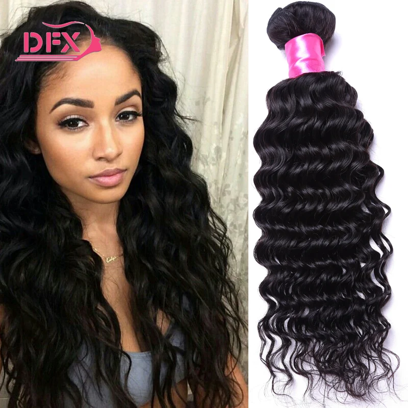 Indian Deep Wave Virgin Hair 4 Bundles Jet Black Deep Curly Weave