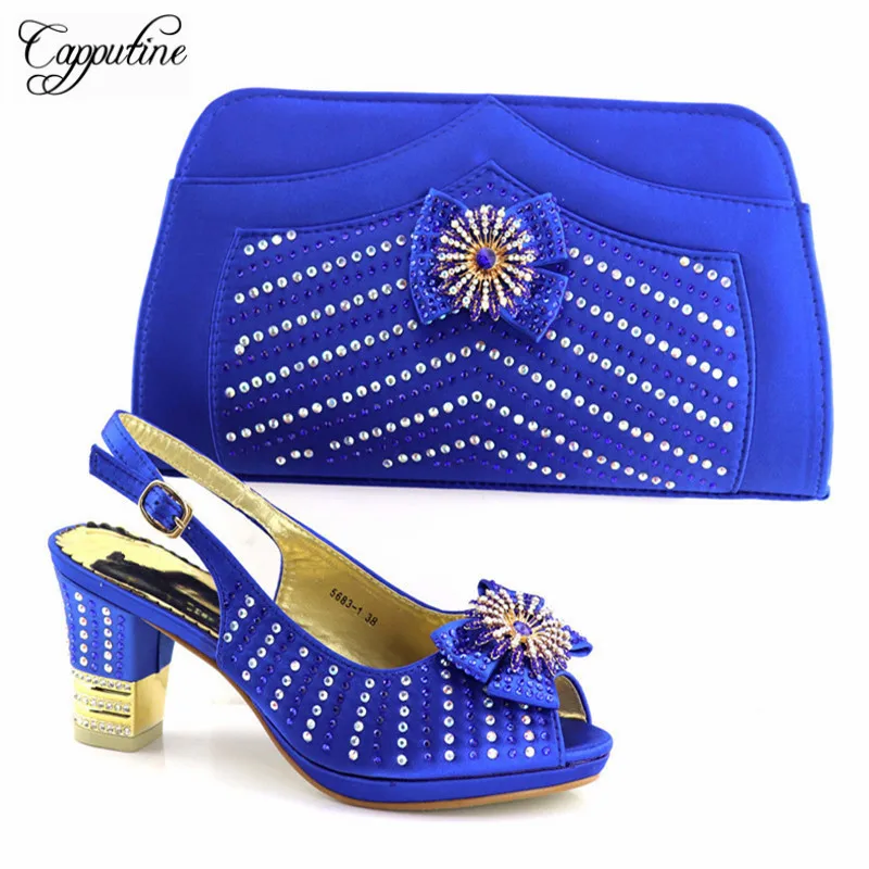 

Capputine New Arrival Fashion Ladies Shoes And Bag Set 2018 Hot Sale African High Heels Shoes With Bag Set For Party TX-5681