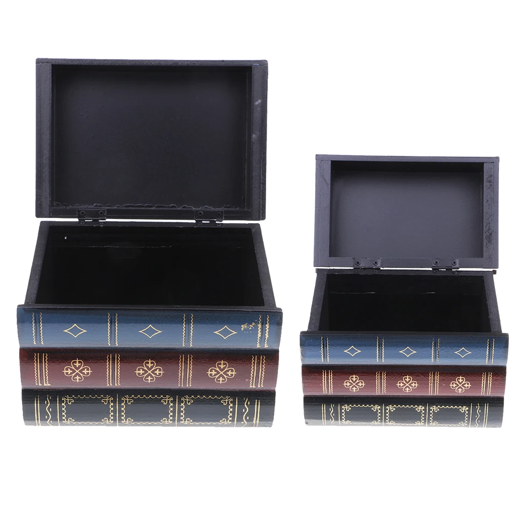 Antique Book Type Wooden Jewelry Box Case Dressing Table Home Decoration S 