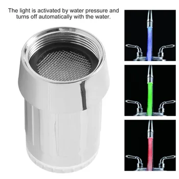

7 Colors Unique LED Light Water Glow Faucet Tap Stainless Steel Water Tap + Faucet Diverter Valve Adapter Connector Wholesale