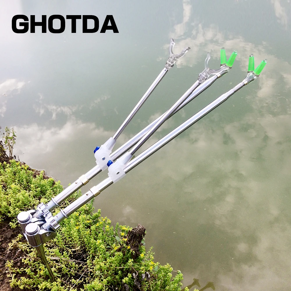 Fishing Rod Bracket for Two Rods Stainless Steel 360o Rotating Fishing Tools Fishing Accessories Rod Holder Pole Bracket Tool