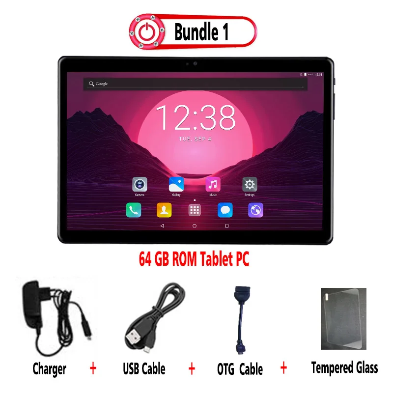 DHL Free 2.5D Tempered Glass 10 inch Tablet PC 4G-LTE Deca Core 6GB RAM 128GB ROM 1920*1200 IPS Android 8.1 A-GPS Tablet 10 10.1 - Комплект: 4G LTE 64GB ROM TAB