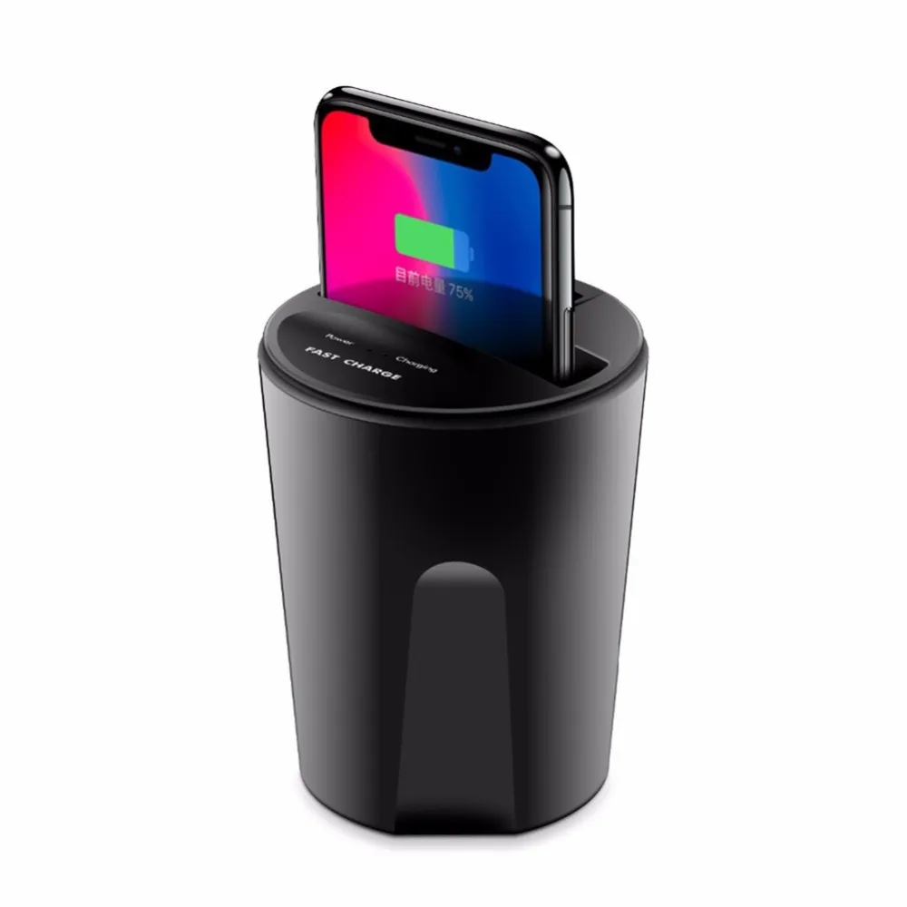 X8 Qi Car Wireless Charger Cup Phone Stand Holder Cup Wireless Fast Charging Dock for for QI-enabled Smart Phone