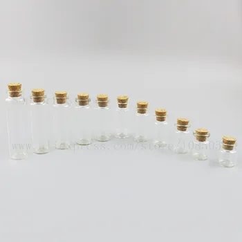 

Promotion! 5pcs 5ml 8ml 10ml 15ml 20ml small clear glass vial with cork stopper empty wishing glass bottle for gift present