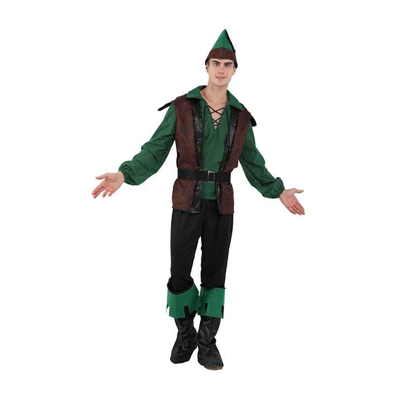 Peter Pan Hot Adult Men Halloween Cosplay Costume Hunter Performance Clothing Forest Prince Clothing Party