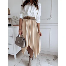 Женская Асимметричная плиссированная летняя юбка с высокой талией, Женские однотонные юбки, элегантные юбки для вечеринок, свободные, синие, розовые, уличная одежда