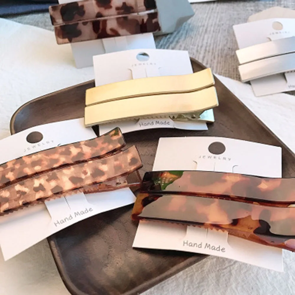 1 пара леопардовые печатные заколки уксусная кислота зажим для женщин боковые отщелкивающиеся заколки BB зажим для девочек аксессуары для волос новое поступление