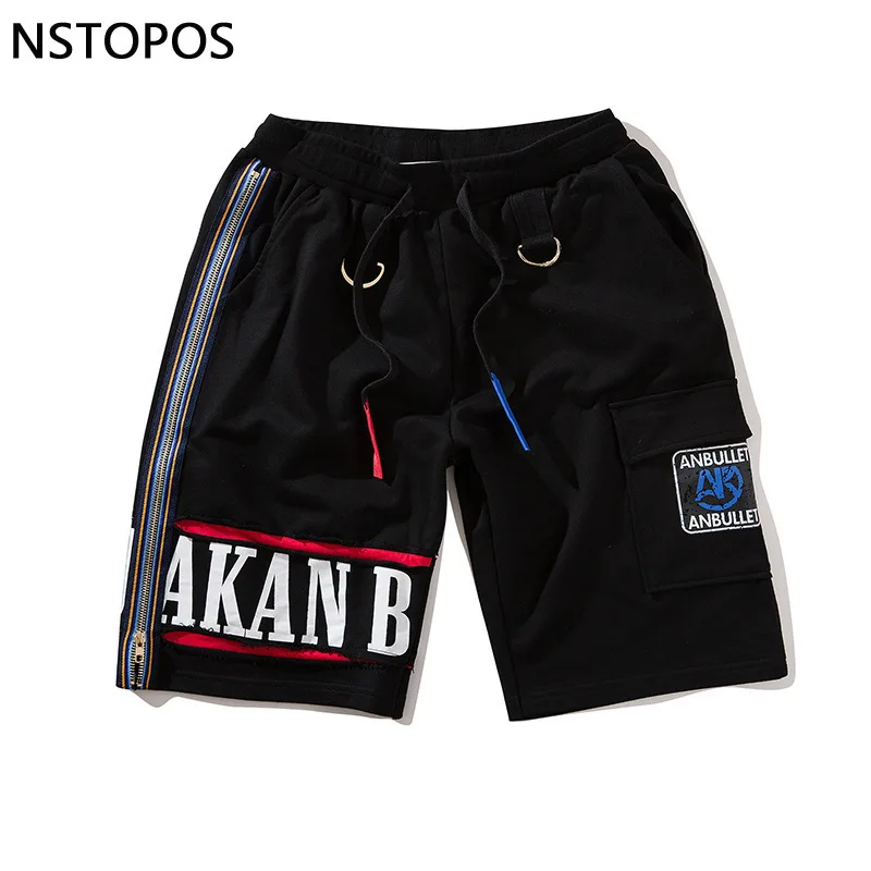 Zipper Hip Hop Shorts For Men Bermuda Masculina Letter Print