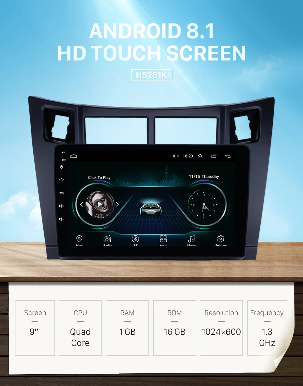Flash Deal Seicane Android 8.1 9" 2Din Car Radio Stereo GPS Navi For Toyota Yaris 2008-2011 Multimedia Player support Wifi OBD2 TPMS DVR 0