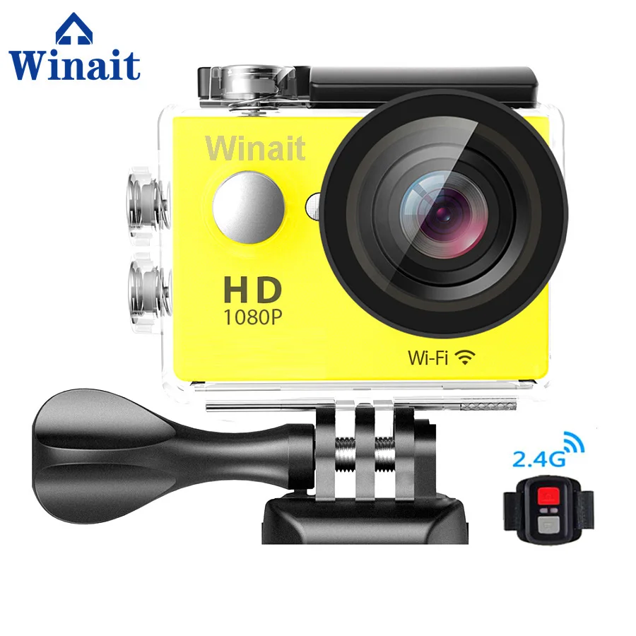 Winait Full HD 1080 P водонепроницаемый экшн-камеры, Mini Wi-Fi Цифровая видеокамера Mini DV - Цвет: Цвет: желтый