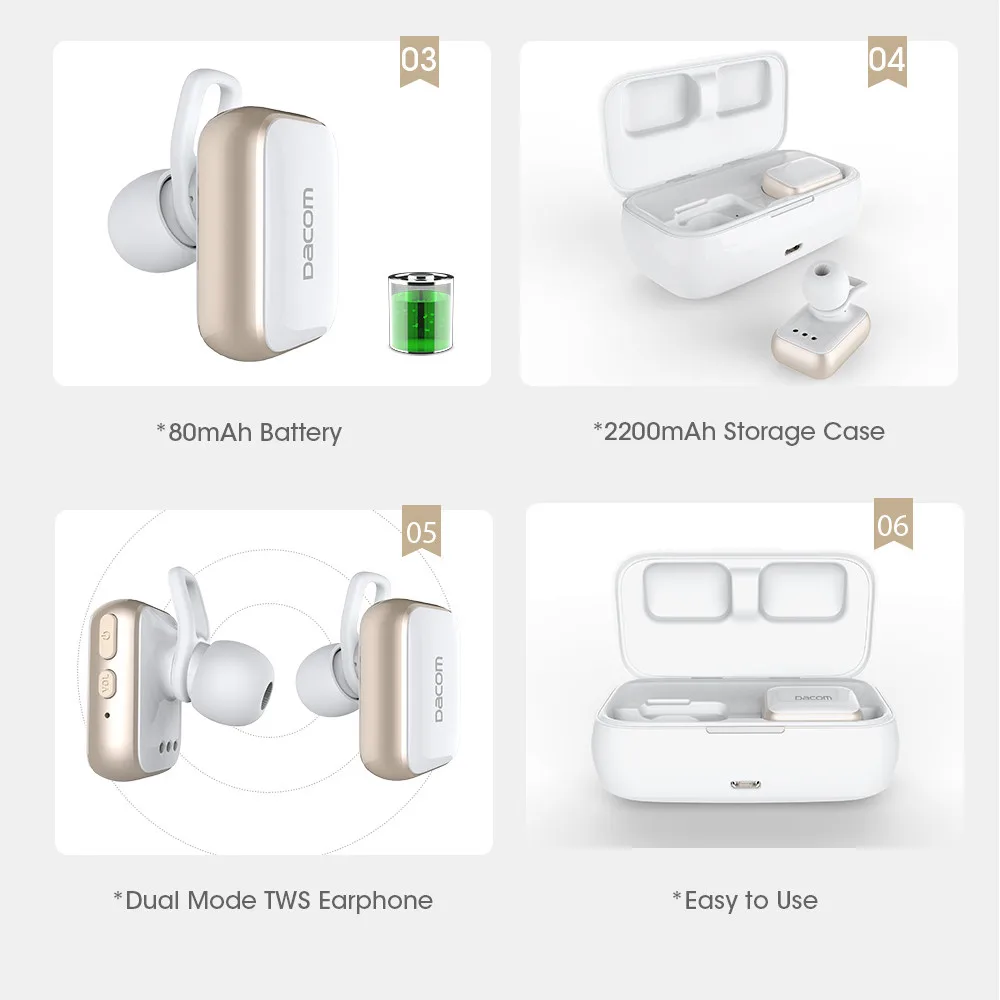 Bluetooth гарнитура Dacom GF8 с микрофоном для iPhone и LG|mini bluetooth headset|wireless earbudsbluetooth headset |