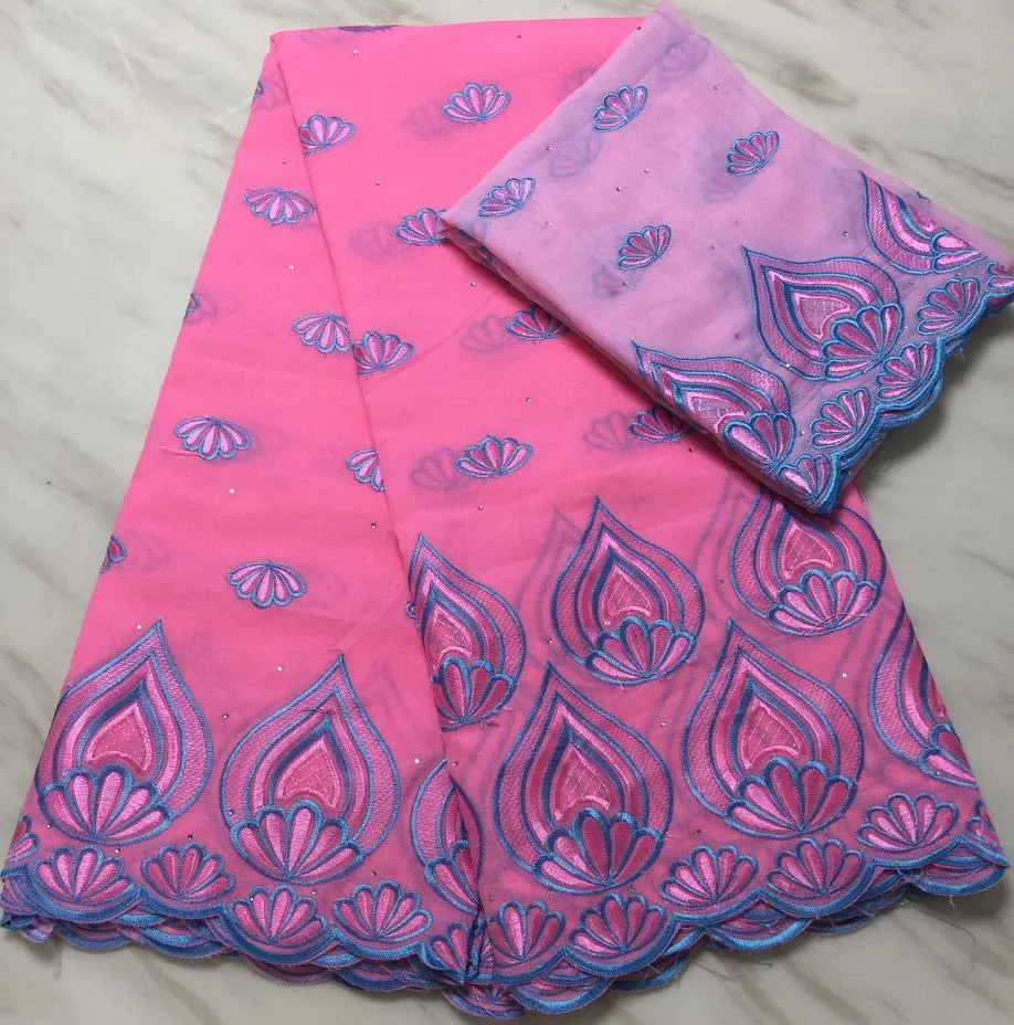 

Latest African Embroidered With Stones High Quality Lace French Swiss Voile Lace Fabric In Fushia Pink For Nigerian Party
