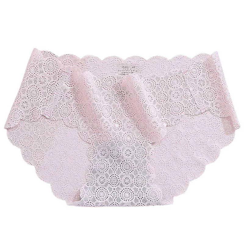 

Breathable dot pierced lace triangle briefs hips without traces in the waist solid color women's underwear free shipping