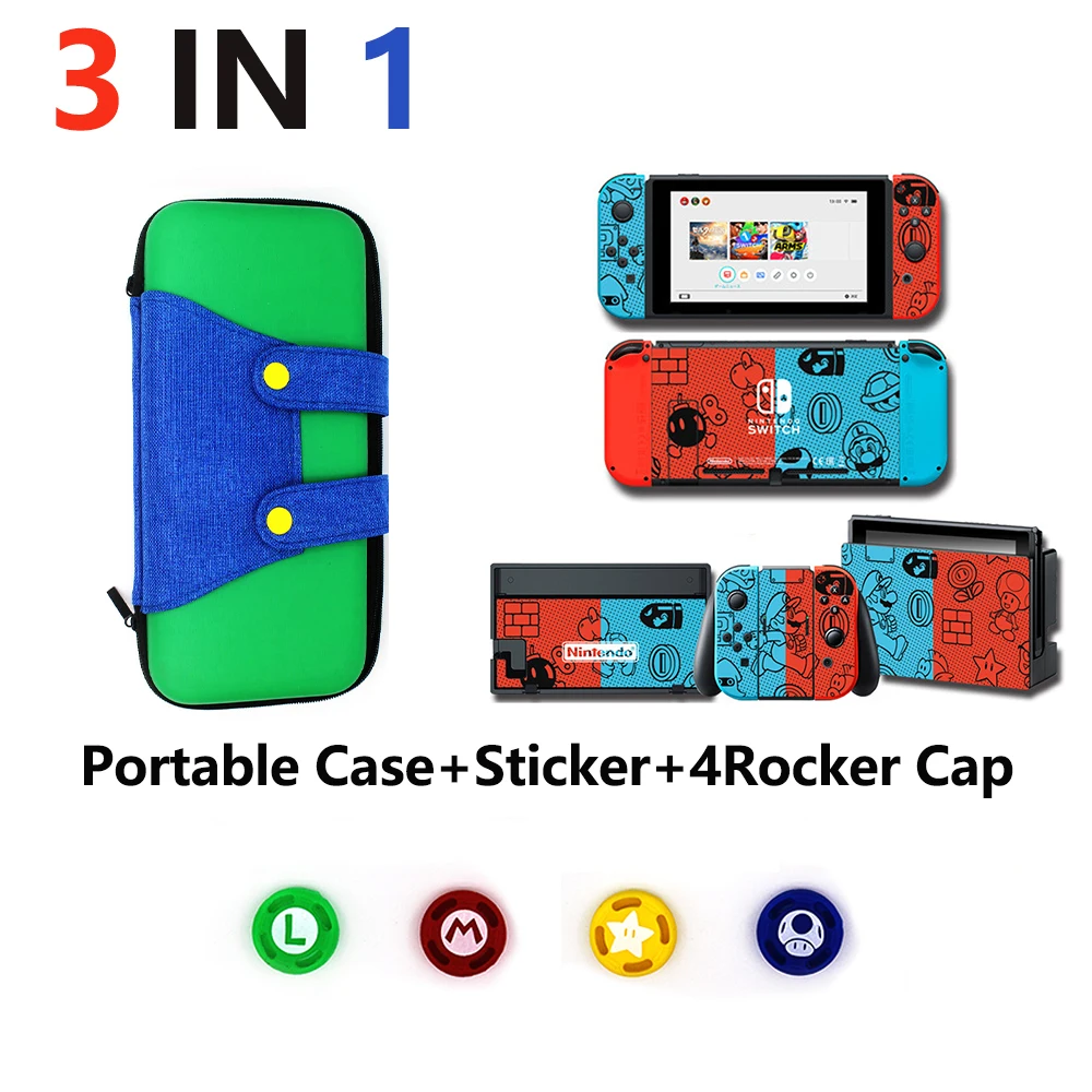 4 in 1 for Nintend Switch NS Console Carrying Storage Bag Protector +Anti-scratch Dustproof Transparent Crystal Shell+ NS Skin 4 in 1 for Nintend Switch NS Console Carrying Storage Bag Protector +Anti-scratch Dustproof Transparent Crystal Shell+ NS Skin