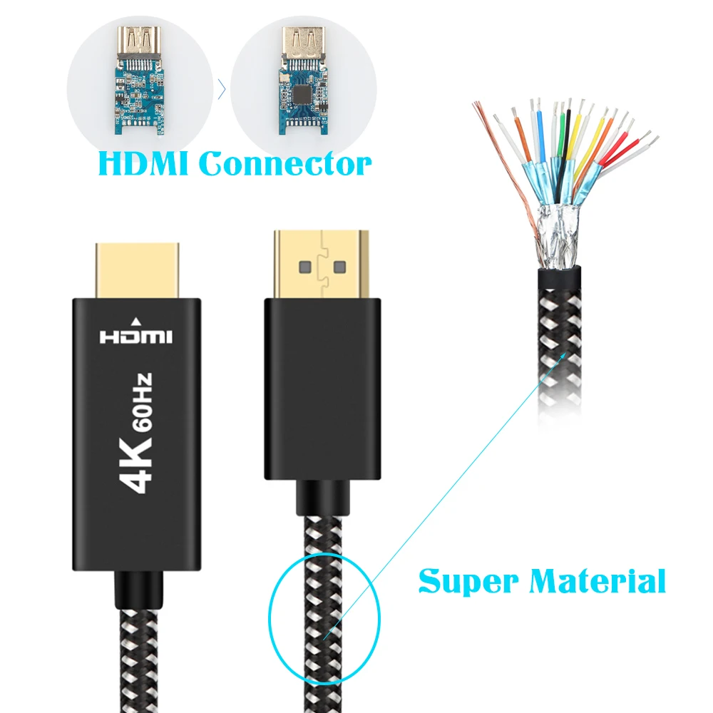 Perlinta dvi кабель с позолоченными контактами (DP) на HDMI 2 0 штекер 4 K 60 Гц для компьютера